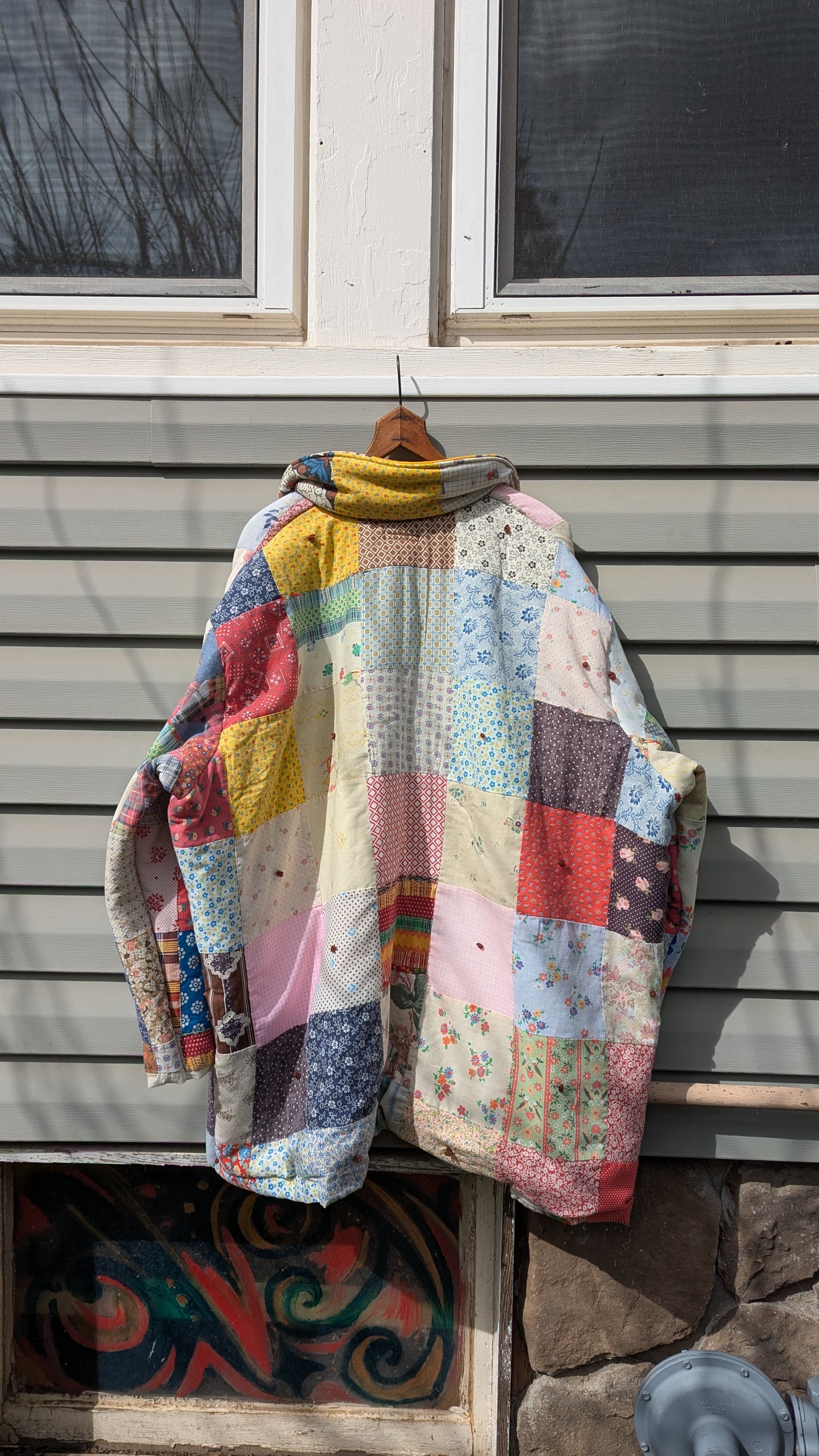 Vintage Patchwork Quilt Coat, Jacket Made From a Patchwork Quilt