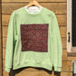 Green and Brown Quilt Patch Sweater, Pullover Crew Neck Sweatshirt With Patchwork Quilt Patch