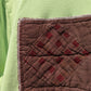 Green and Brown Quilt Patch Sweater, Pullover Crew Neck Sweatshirt With Patchwork Quilt Patch