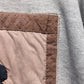 Gray and Brown Overall Sam Quilt Patch Sweater, Pullover Crew Neck Sweatshirt With Patchwork Quilt Patch