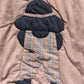 Gray and Brown Overall Sam Quilt Patch Sweater, Pullover Crew Neck Sweatshirt With Patchwork Quilt Patch