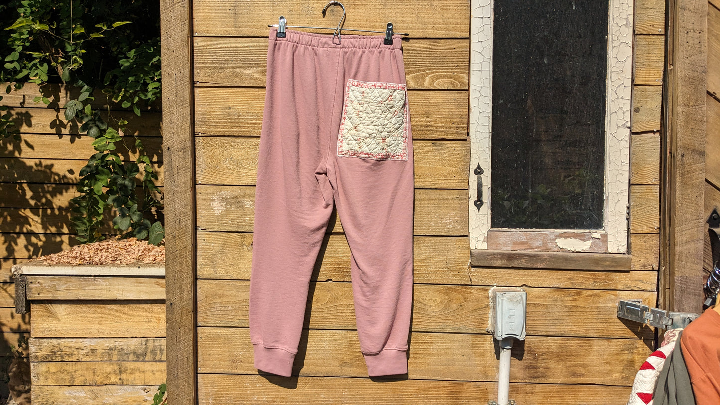 Quilt Patch Pocket Pink Sweat Pants