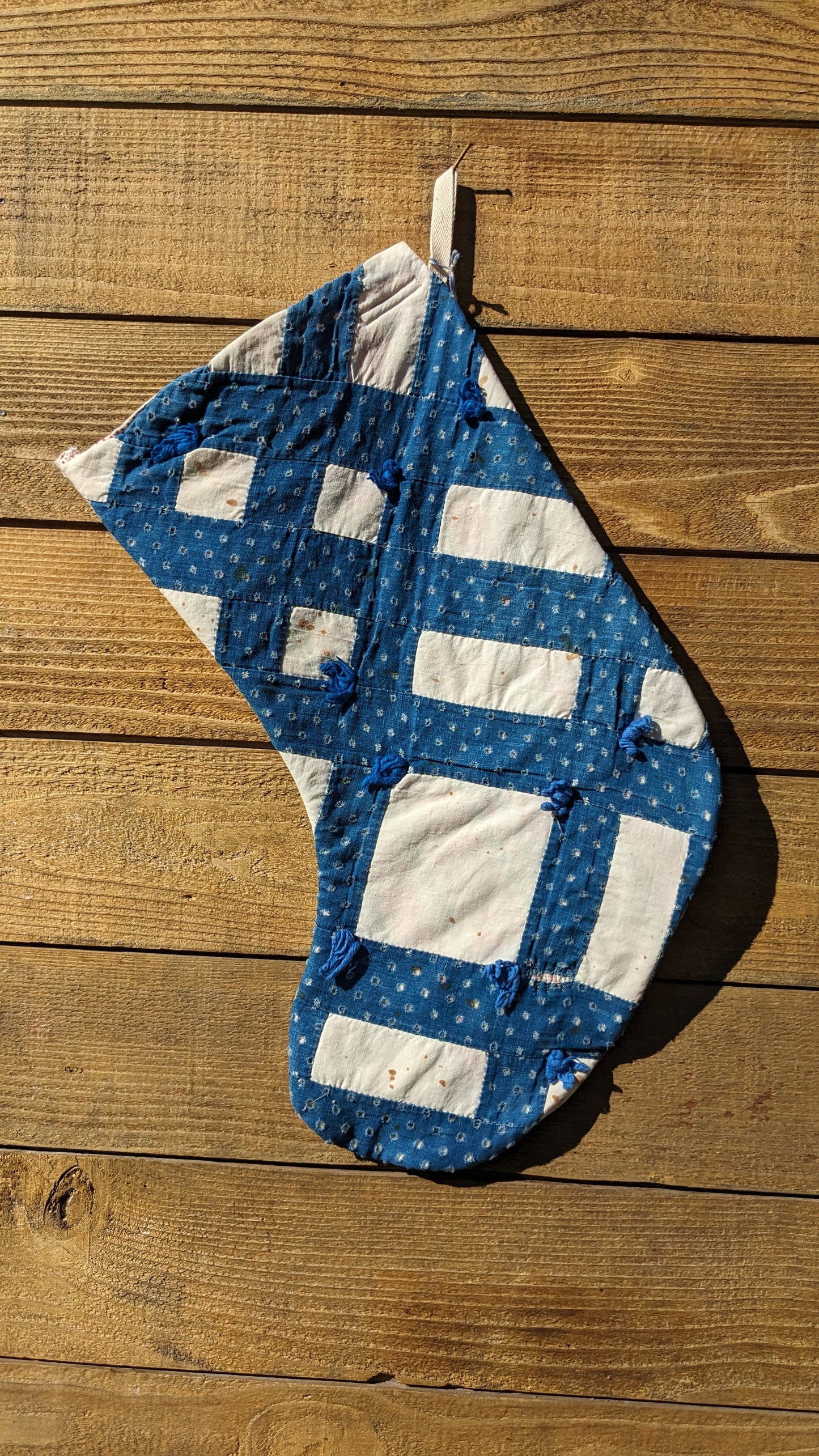 Blue Quilt Stockings, Set of Stockings Made From A Vintage Quilt