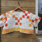 Nine Patch Quilted Short Sleeve Cropped Shirt, Shirt Made From a Vintage Patchwork Quilt