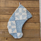 Nine Patch Blue and White Stockings, Set of Stockings Made From A Vintage Quilt