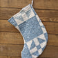 Nine Patch Blue and White Stockings, Set of Stockings Made From A Vintage Quilt