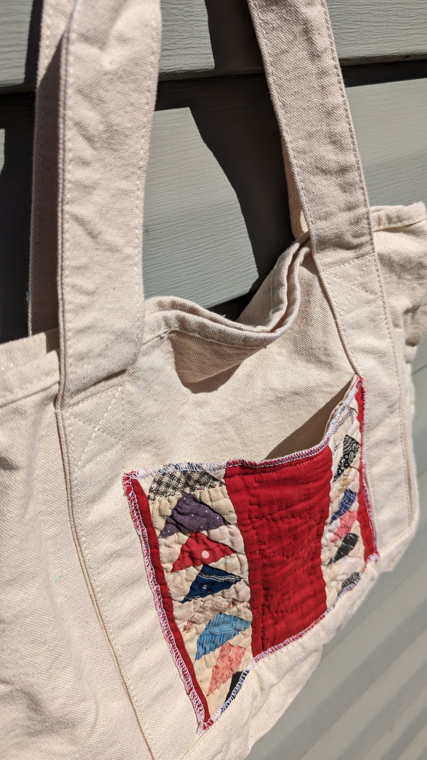 Quilt Patch Tote Bag, Reusable Shopping Bag Made From A Patchwork Quilt