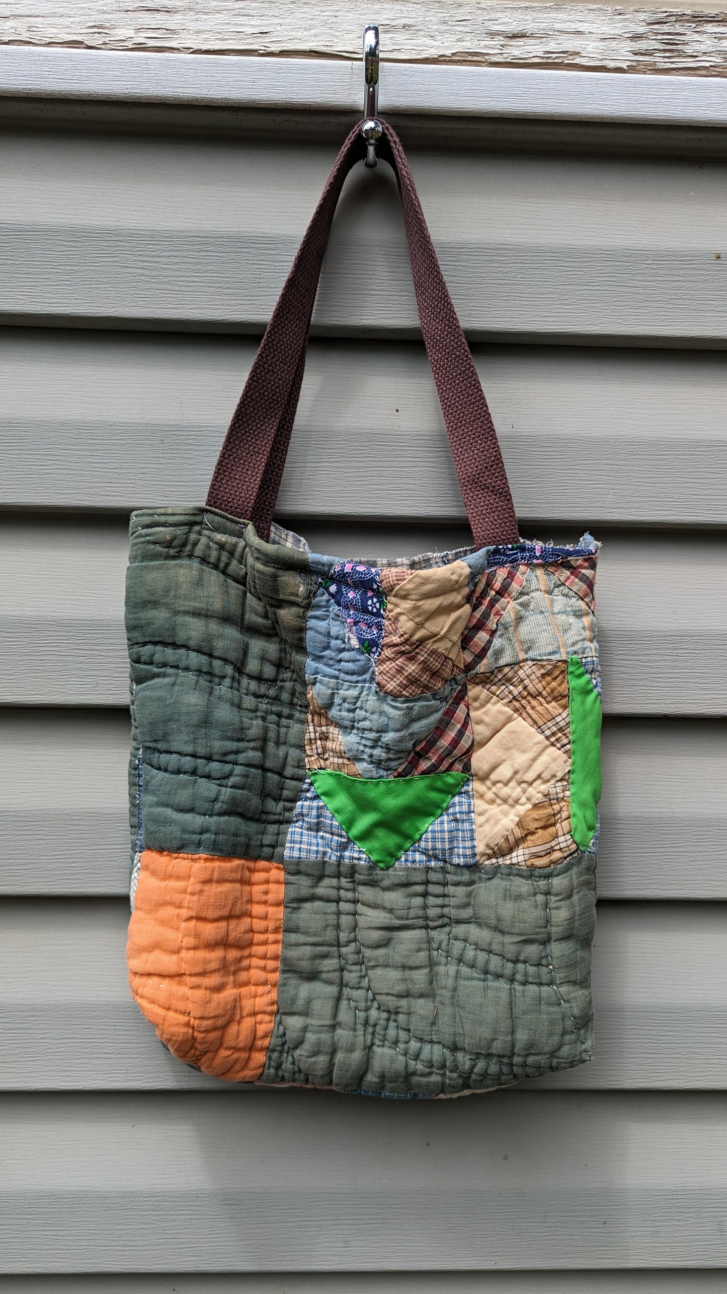 Pinwheel Quilt Tote Bag, Reusable Shopping Bag Made From A Patchwork Quilt