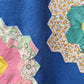 Blue Flower Garden Quilt Patch Sweater, Pullover Crew Neck Sweatshirt With Patchwork Quilt Patch