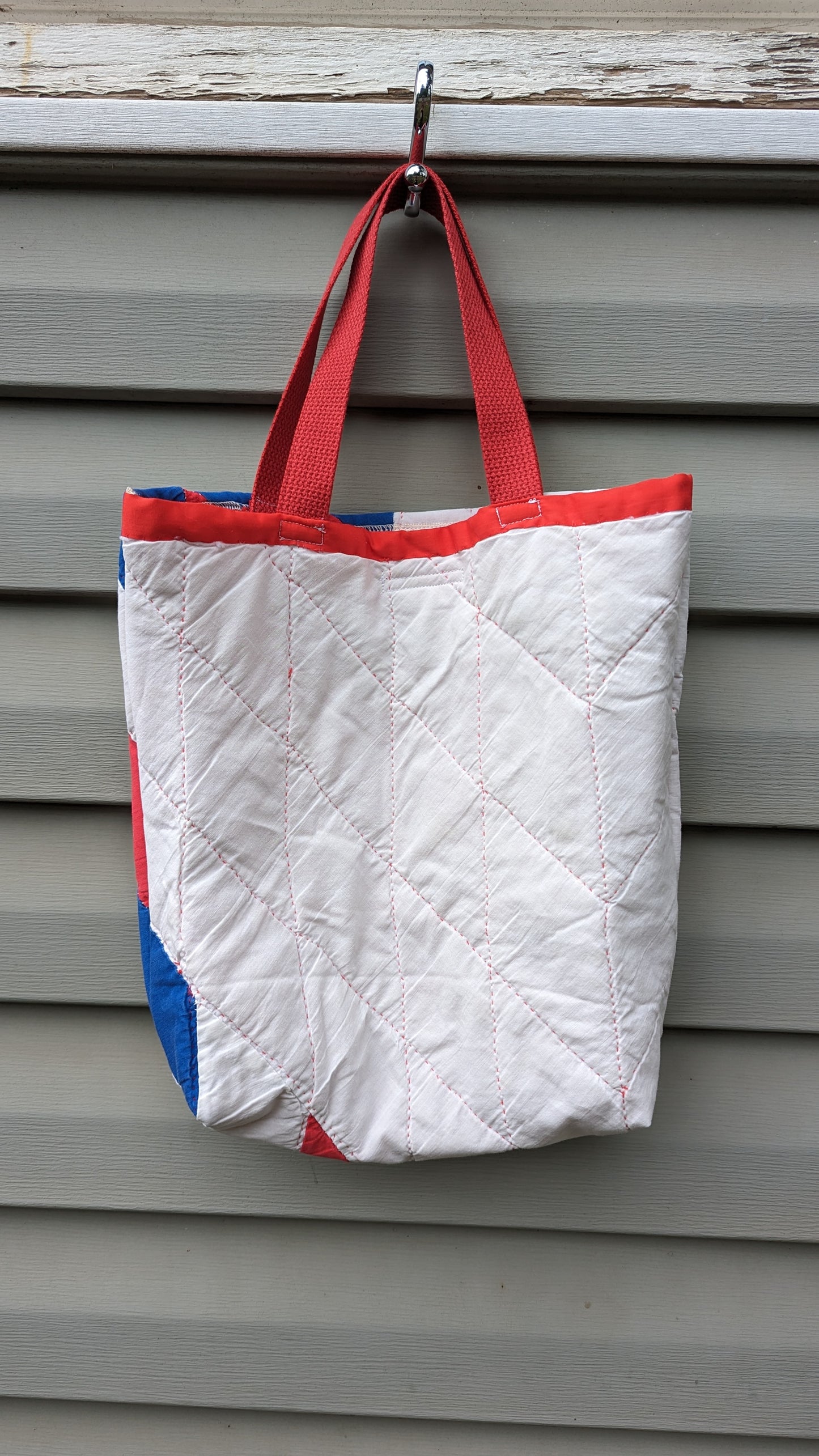 Lone Star Quilt Tote Bag, Reusable Shopping Bag Made From A Patchwork Quilt