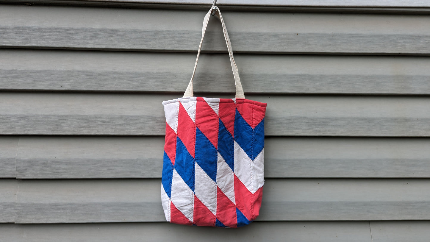 Lone Star Quilt Tote Bag, Reusable Shopping Bag Made From A Patchwork Quilt