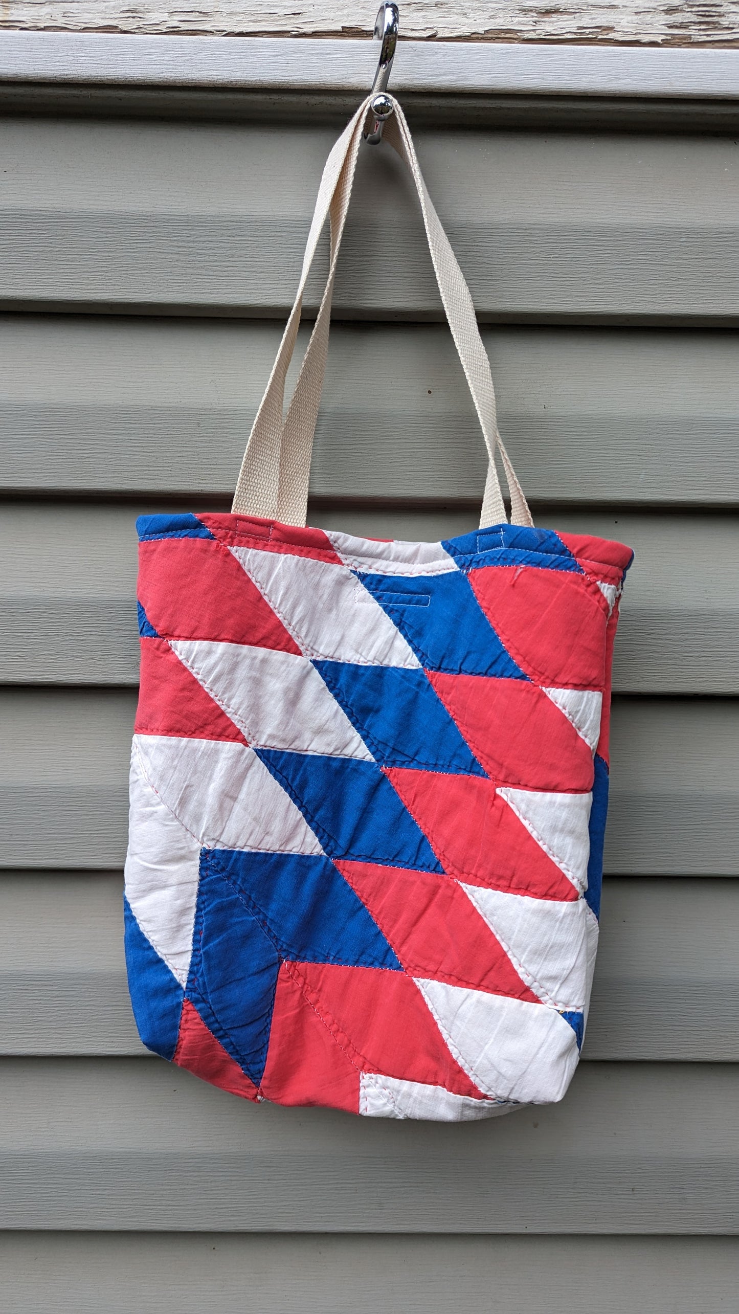 Lone Star Quilt Tote Bag, Reusable Shopping Bag Made From A Patchwork Quilt