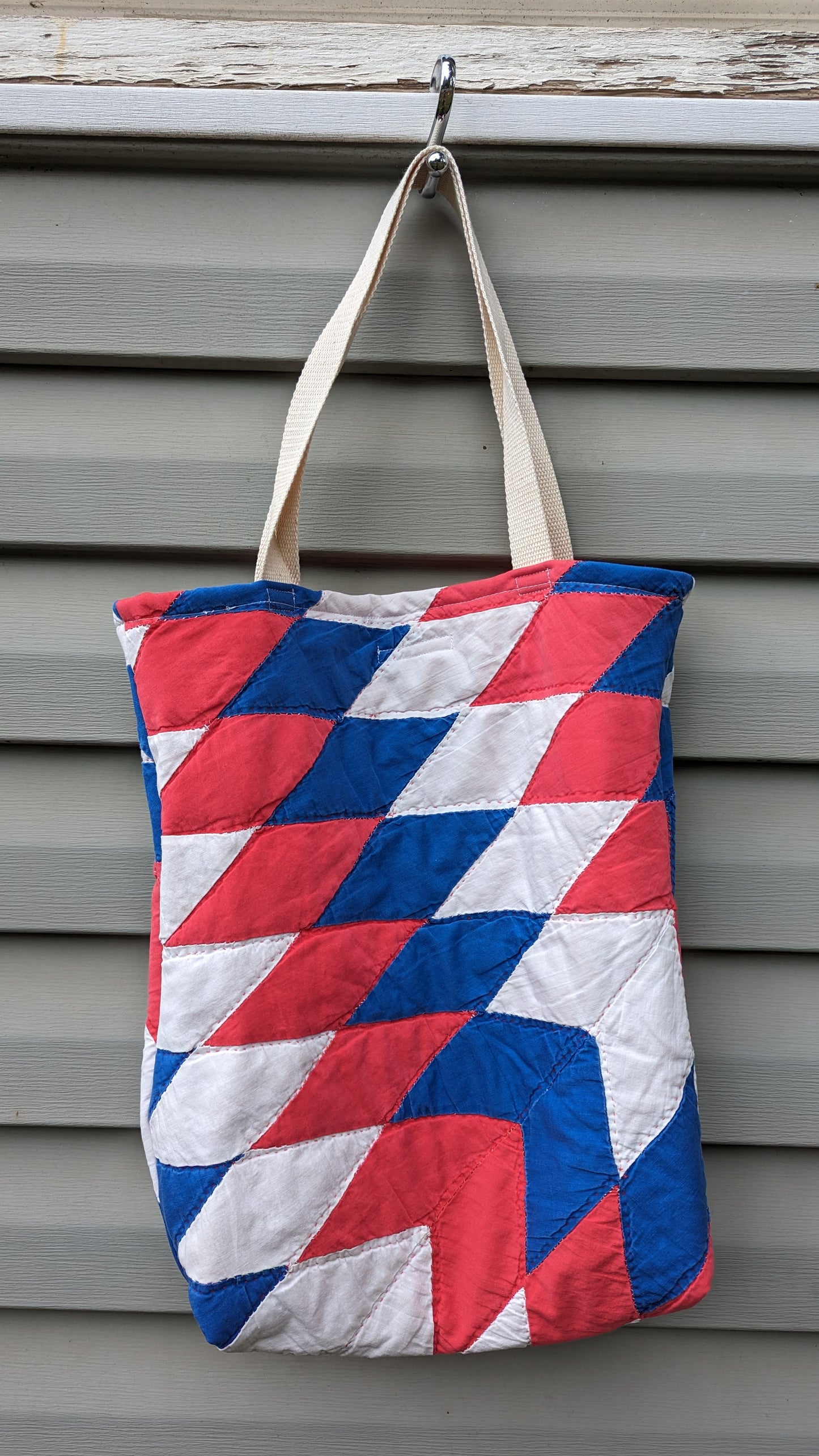 Lone Star Quilt Tote Bag, Reusable Shopping Bag Made From A Patchwork Quilt