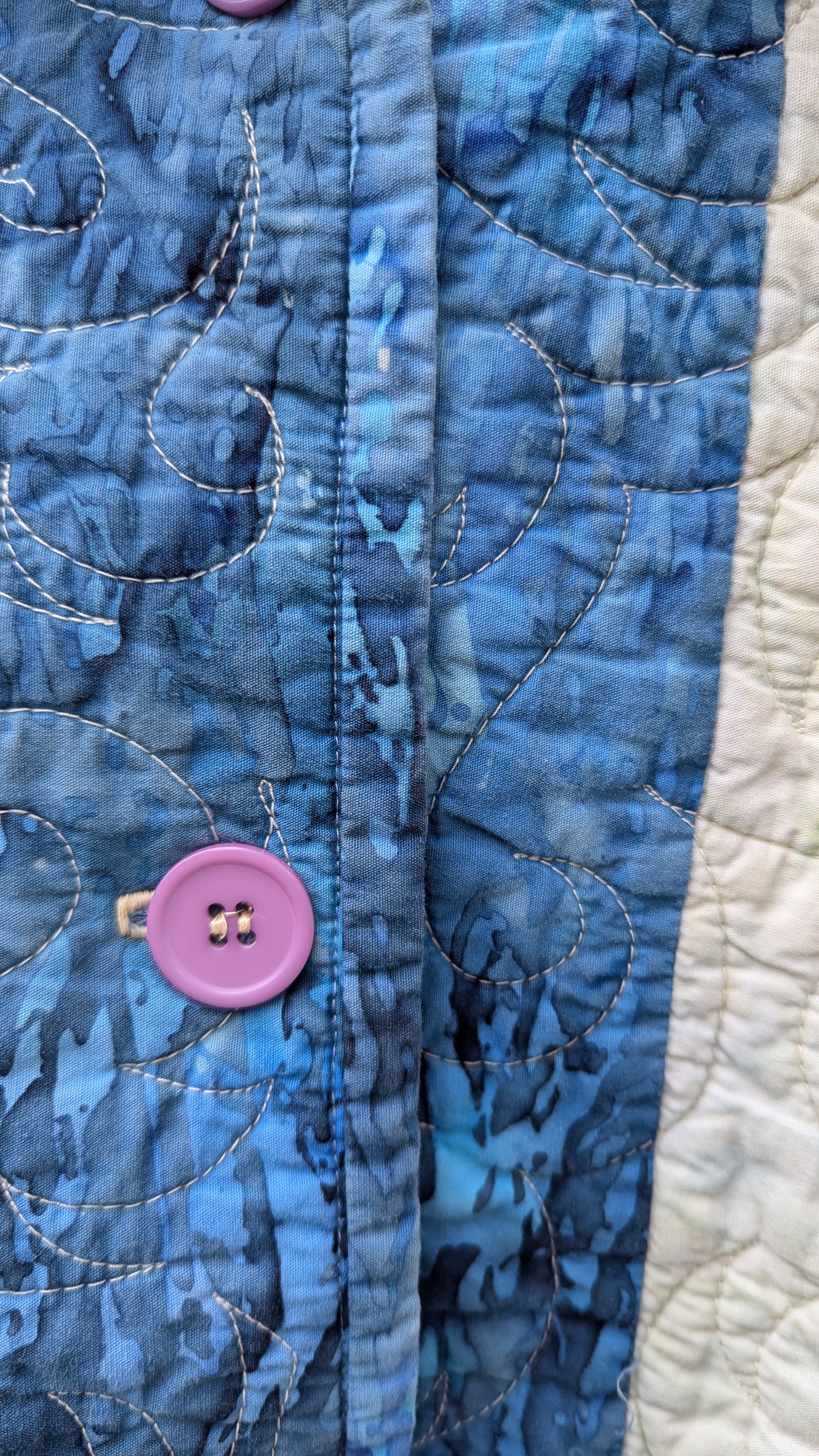 Blue and White Hooded Quilt Coat, Quilt Coat Made From A Patchwork Quilt