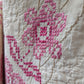 Pink and White Cross Stitch Quilt Coat, Quilt Coat Made From An Embroidered Quilt