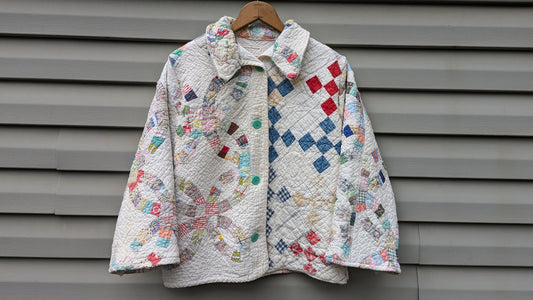 Vintage Quilt Coat, Quilt Coat Made From Two Patchwork Quilts