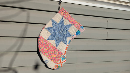 Star Patchwork Quilt Stocking, Stocking Made From A Vintage Quilt