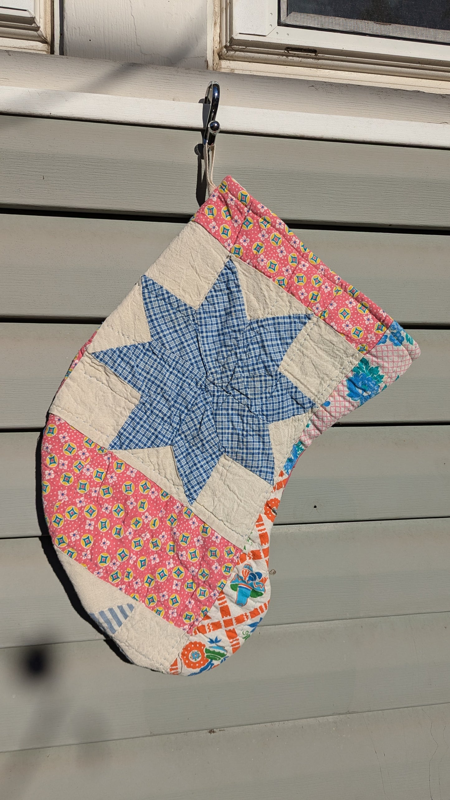 Star Patchwork Quilt Stocking, Stocking Made From A Vintage Quilt