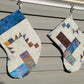 Set of Flying Geese Patchwork Quilt Stockings, Stocking Made From A Vintage Quilt