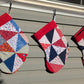 Set of Red Patchwork Quilt Stockings, Stocking Made From A Quilt