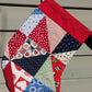 Set of Red Patchwork Quilt Stockings, Stocking Made From A Quilt