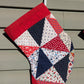 Set of Red Patchwork Quilt Stockings, Stocking Made From A Quilt