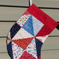 Set of Red Patchwork Quilt Stockings, Stocking Made From A Quilt