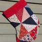 Set of Red Patchwork Quilt Stockings, Stocking Made From A Quilt