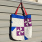 Pinwheel Quilt Tote Bag, Reusable Shopping Bag Made From A Patchwork Quilt