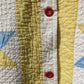 Vintage Yellow and Blue Star Quilt Coat, Jacket Made From a Patchwork Quilt